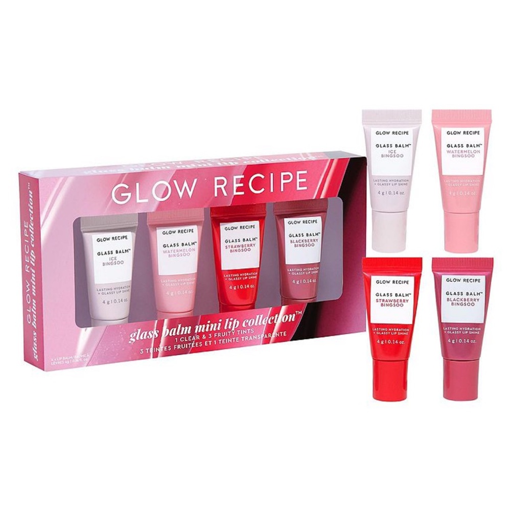 NIB Glow Recipe Mini Glass Balm Lip Collection Gift Set Limited Edition